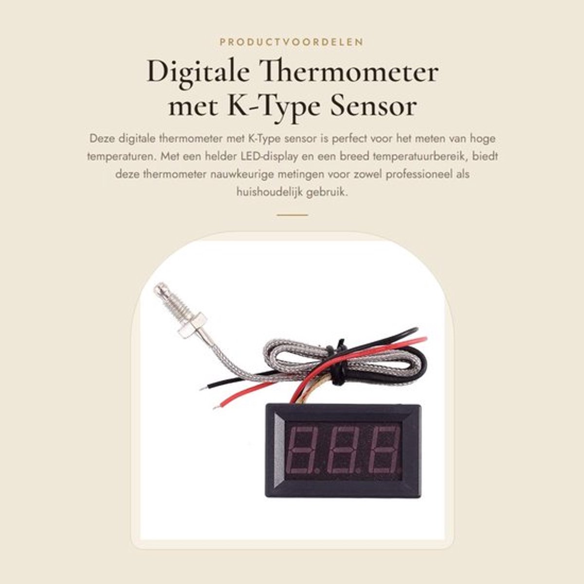 Thermometer Hoge Temperatuur - K-Type Sensor - LED Display - Meetbereik - Temperatuurcompensatie - Nauwkeurigheid 0.1°C - Temperatuurmeter