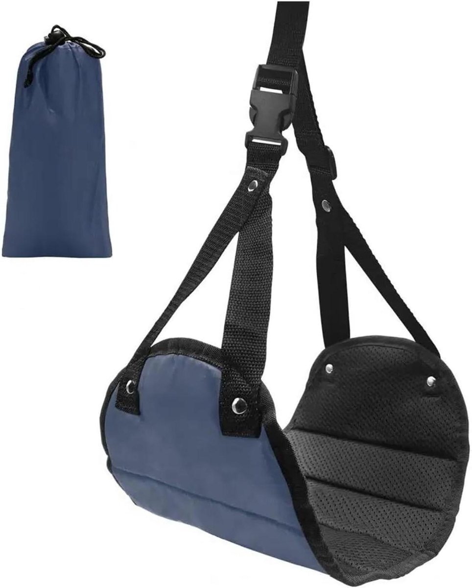 Vliegtuig Voetsteun - Reis Hangmat - Comfortabel Reizen - Verstelbare Bandjes - 43.5 cm Lengte - Diepblauw