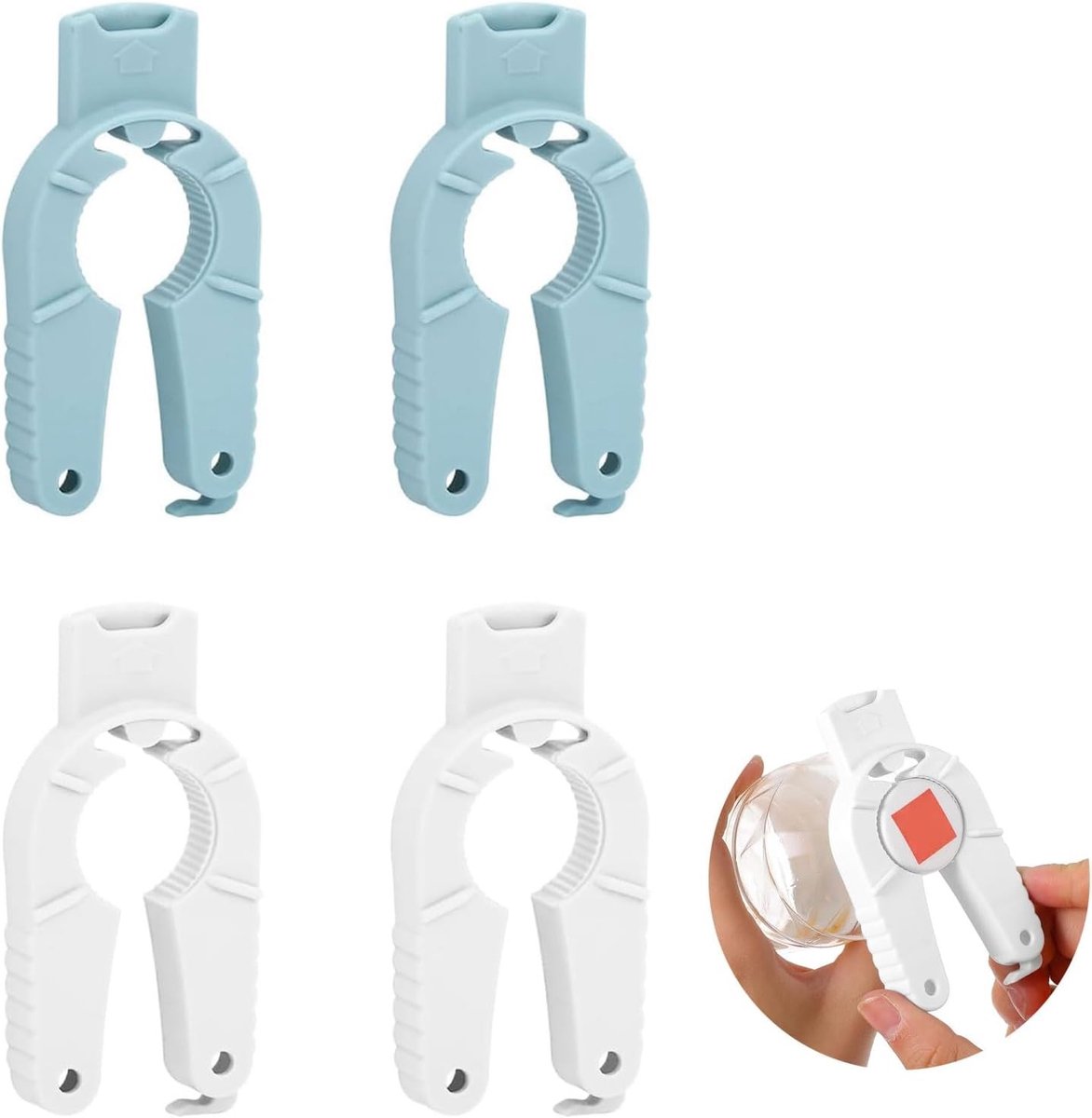 Multifunctionele Flessenopener Set van 4, 3-in-1 Plastic Doppenopener voor Schroefdoppen, Blikjes en Flessen, Handig en Leuk voor Mensen met Verminderde Kracht