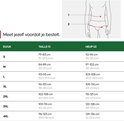 Maattabel voor boxershorts met taille- en heupomvang. "Meet jezelf voordat je bestelt."