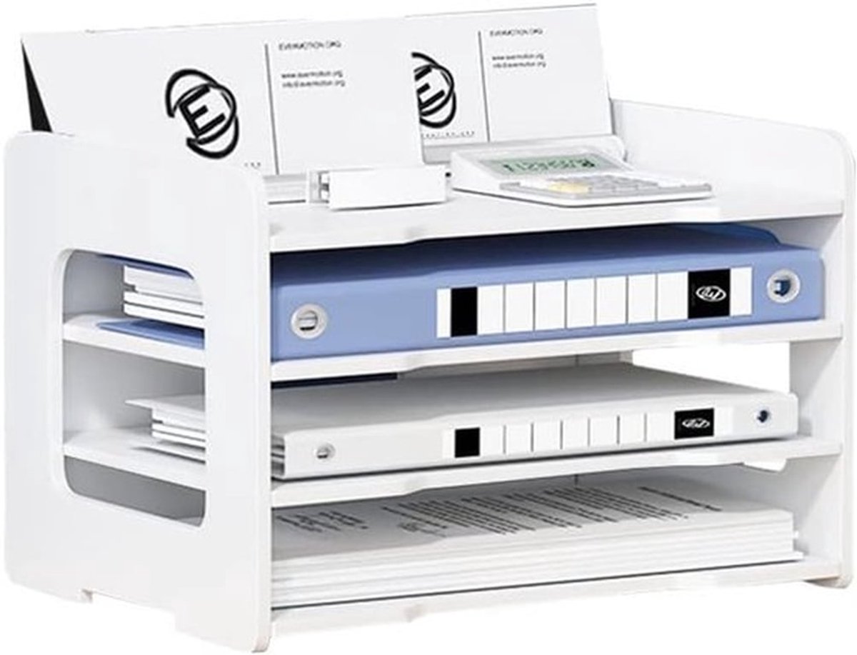 4-laags bureau-organizer voor documenten, stapelbare A4 papieropslag, ideaal voor thuis, kantoor en school