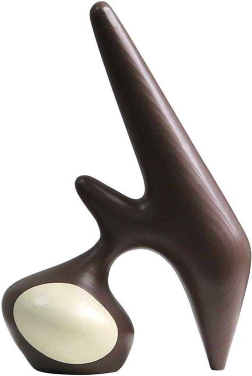 Geometrisch Houtnerf Ornament - Decoratief Beeld - Woonkamer Decoratie - Glad Hars Oppervlak - 25.5x15x39cm - Niet gespecificeerd