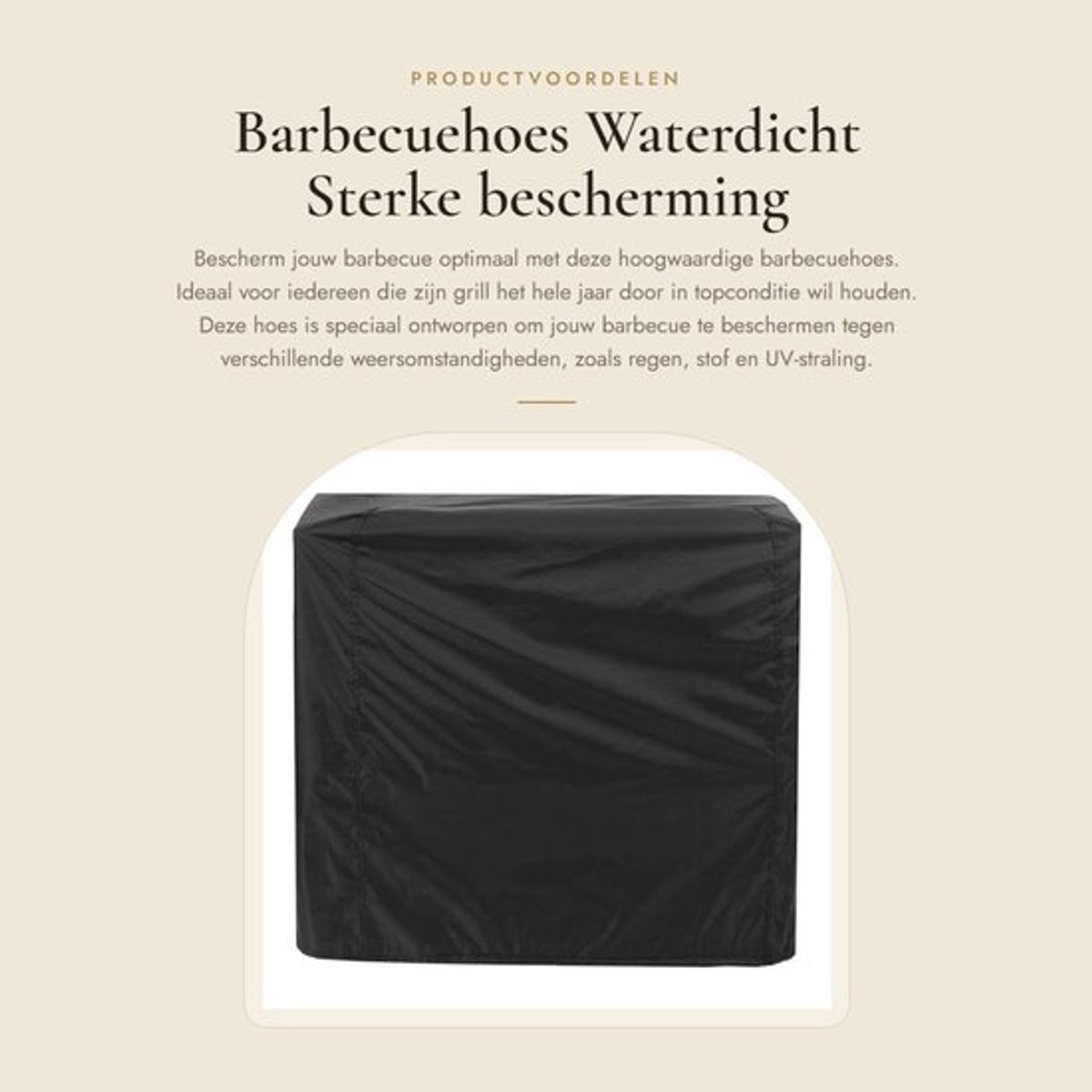 Barbecuehoes waterdicht - Polyester met PU-coating - Stofdicht - Met spankabel - Voor buiten - Afmetingen 80 x 66 x 100 cm - Barbecuebescherming