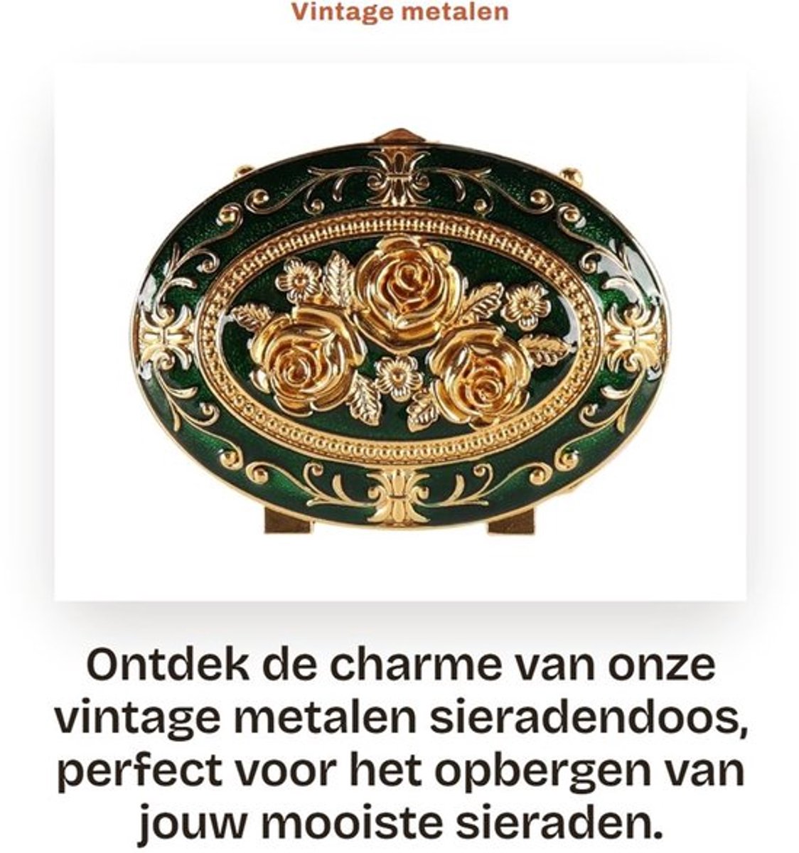 Sieradendoos Vintage - Metalen Opbergdoos - Geschikt voor Ringen/Oorbellen/Kettingen - Decoratief Ornament - Duurzaam - Retro Ontwerp - Sieradenbox