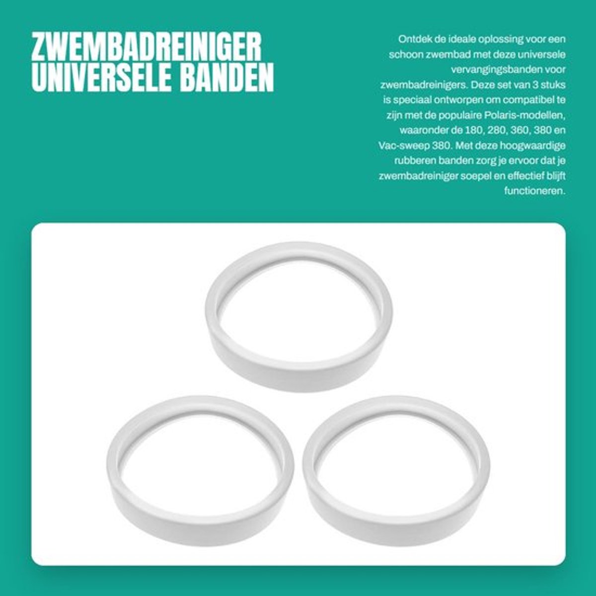 Zwembadreiniger - Universele Banden - Compatibel met Polaris 180/280/360/380 - Aanpasbare Rubberband - Set van 3 Stuks - Reiniger