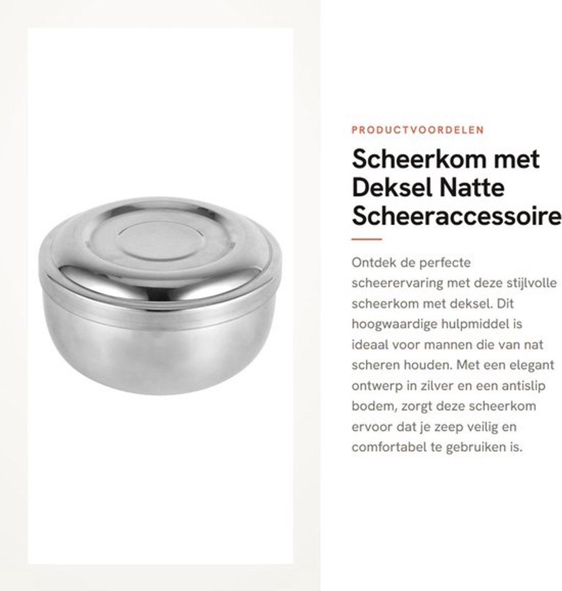 Scheerkom Antislip - Zilver - Deksel - Duurzaam - Gezichtsreiniging - Hoogte 5,5 cm / Diameter 11 cm - Scheermok