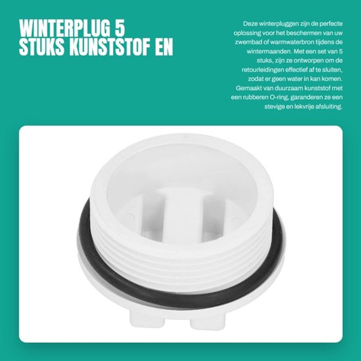 Winterplug 5 stuks - Afvoerplug - Kunststof met rubberen ring - Voor zwembad/spa - 1,5 inch - 5,5x3,3 cm