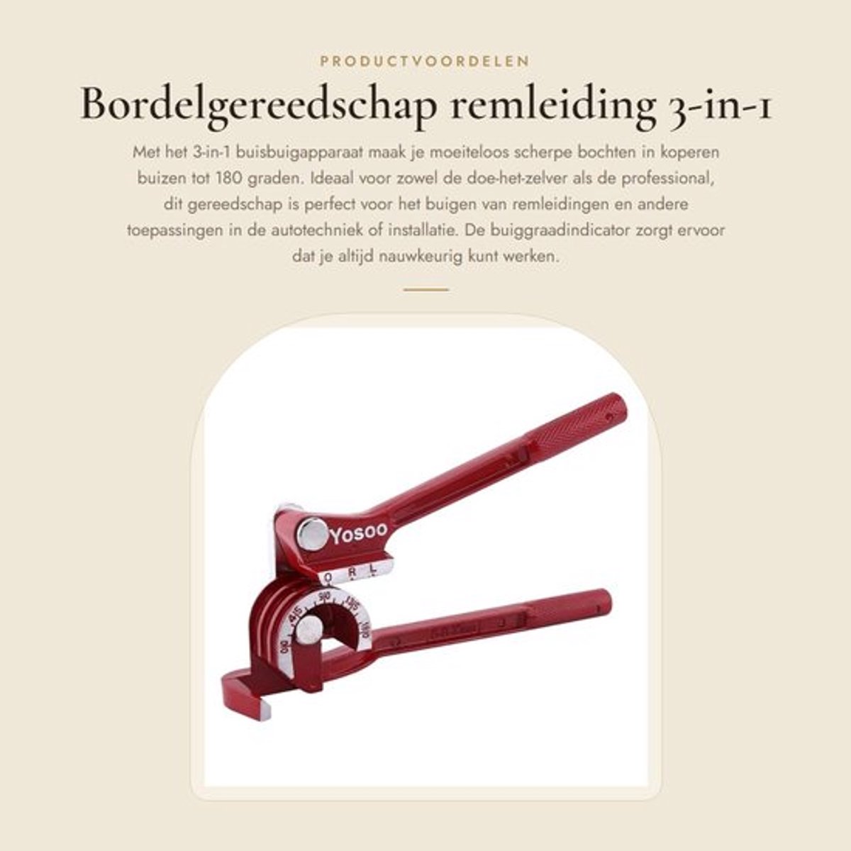 Buisbuigapparaat 3-in-1 - Buigtang met buiggraadindicator - Antisliphandgreep - Waterpasfunctie - Geschikt voor 1/4, 5/16 en 3/8 inch - Aluminiumlegering, duurzaam - Buisbuiger