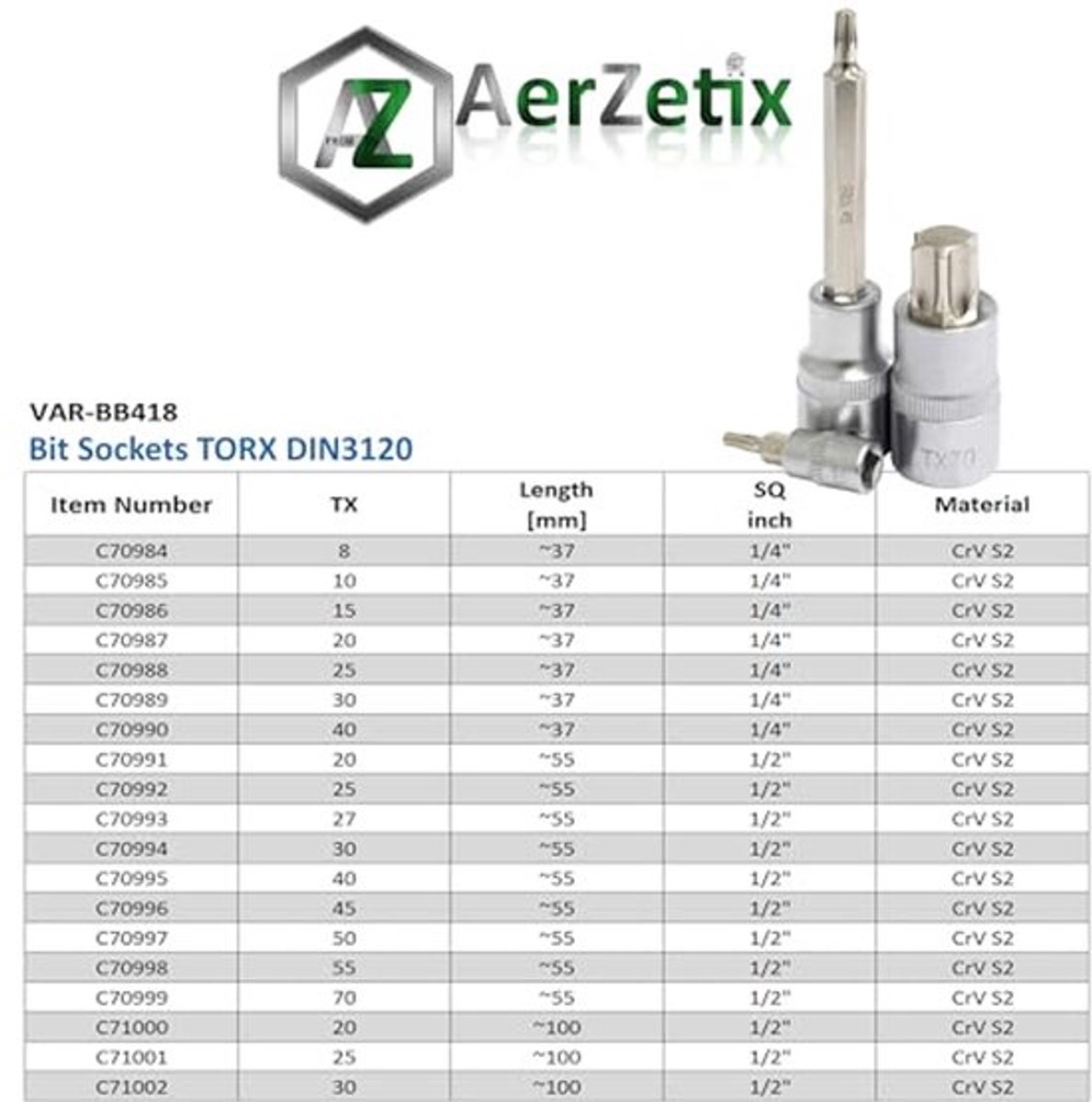 Sterren schroevendraaier 1/4'' T20 37 mm - DIN 3120 - één stuk - handmatige ratel sleutel - gemaakt van CR-V 6150 AISI S2 HRC 58-62 staal - vernikkeld