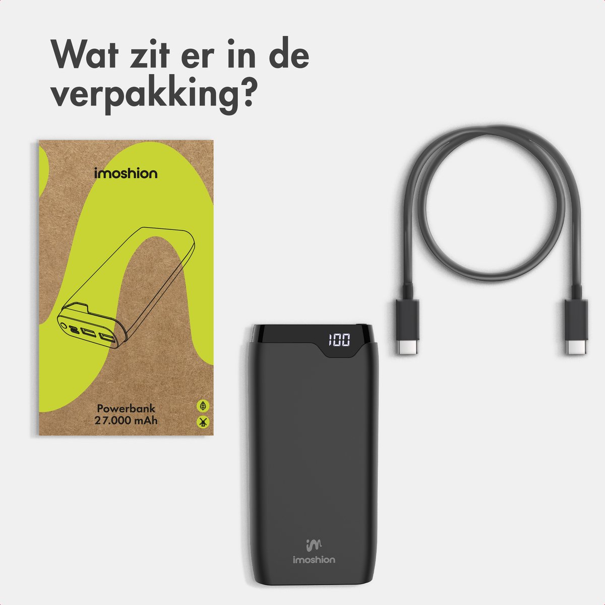 imoshion® Powerbank 27.000 mAh - 30W Ultra Snellader - USB C / USB A - Toegestaan in Vliegtuig - Powerbanks - Universeel - Noodpakket — cadeau in Telefoon & Tablet - foto 8
