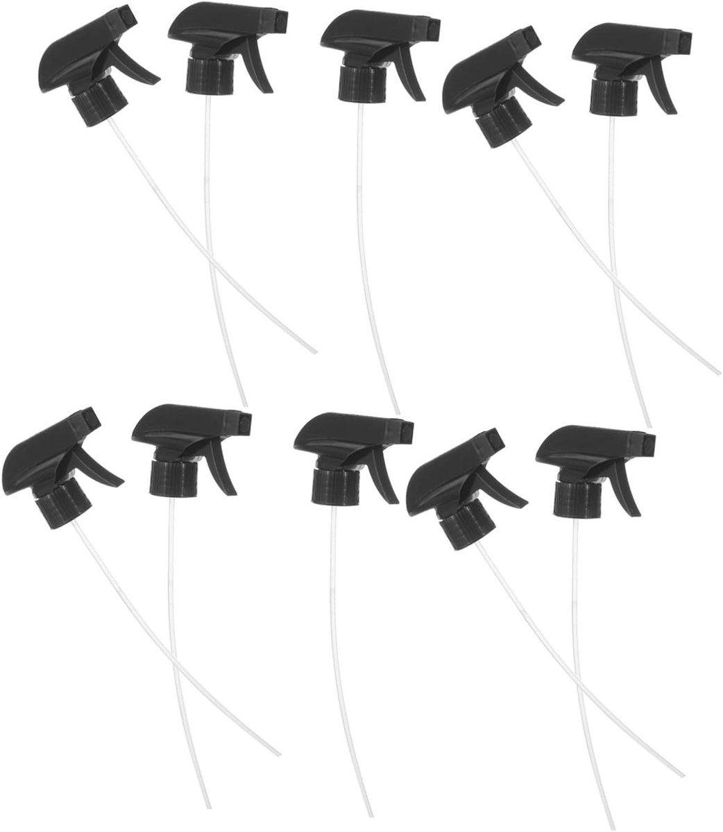 Trigger Spuitkoppen - Sproeikoppen Fijn Verstuivend - Schoonmaken Tuinieren - Lekvrije Verneveling - 10 Stuks - Zwart