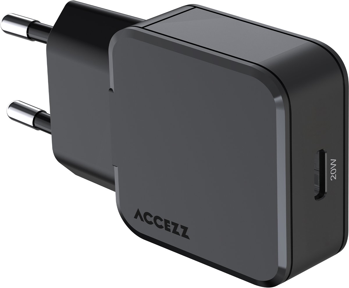 Accezz Ultra Slim GaN Oplader - USB-C - 20W - Zwart