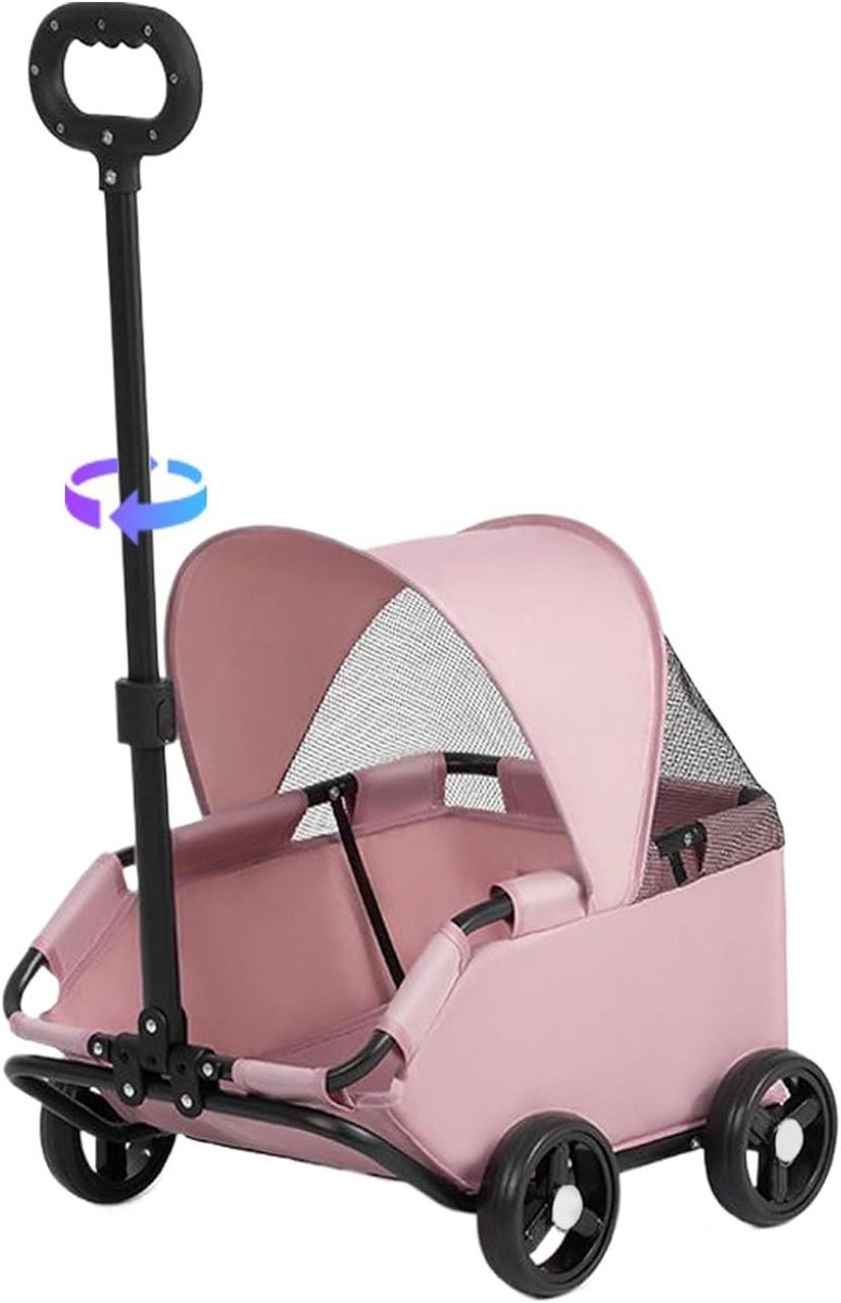 Huisdieren Kinderwagen - Dierenbuggy - Comfortabel Reizen - Geventileerd Gaas - 54 x 36 x 26 cm - Roze