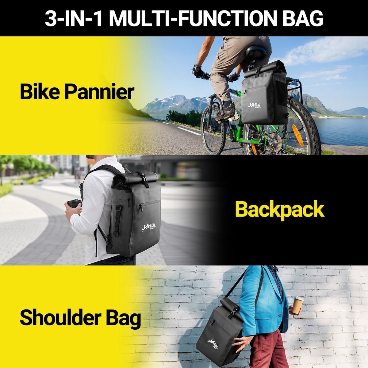 Fietstas enkel - Zwart - 25-32L - Waterdichte Draagtas met Laptopvak - Voor Fiets en Motorfiets