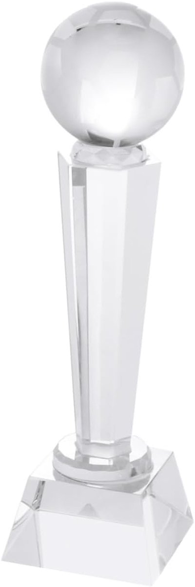 Kristallen Voetbal Trofee - Beker Prijzen - Wedstrijd Prijzen - Bergkristal Kwarts - 24 cm Hoog - Transparant