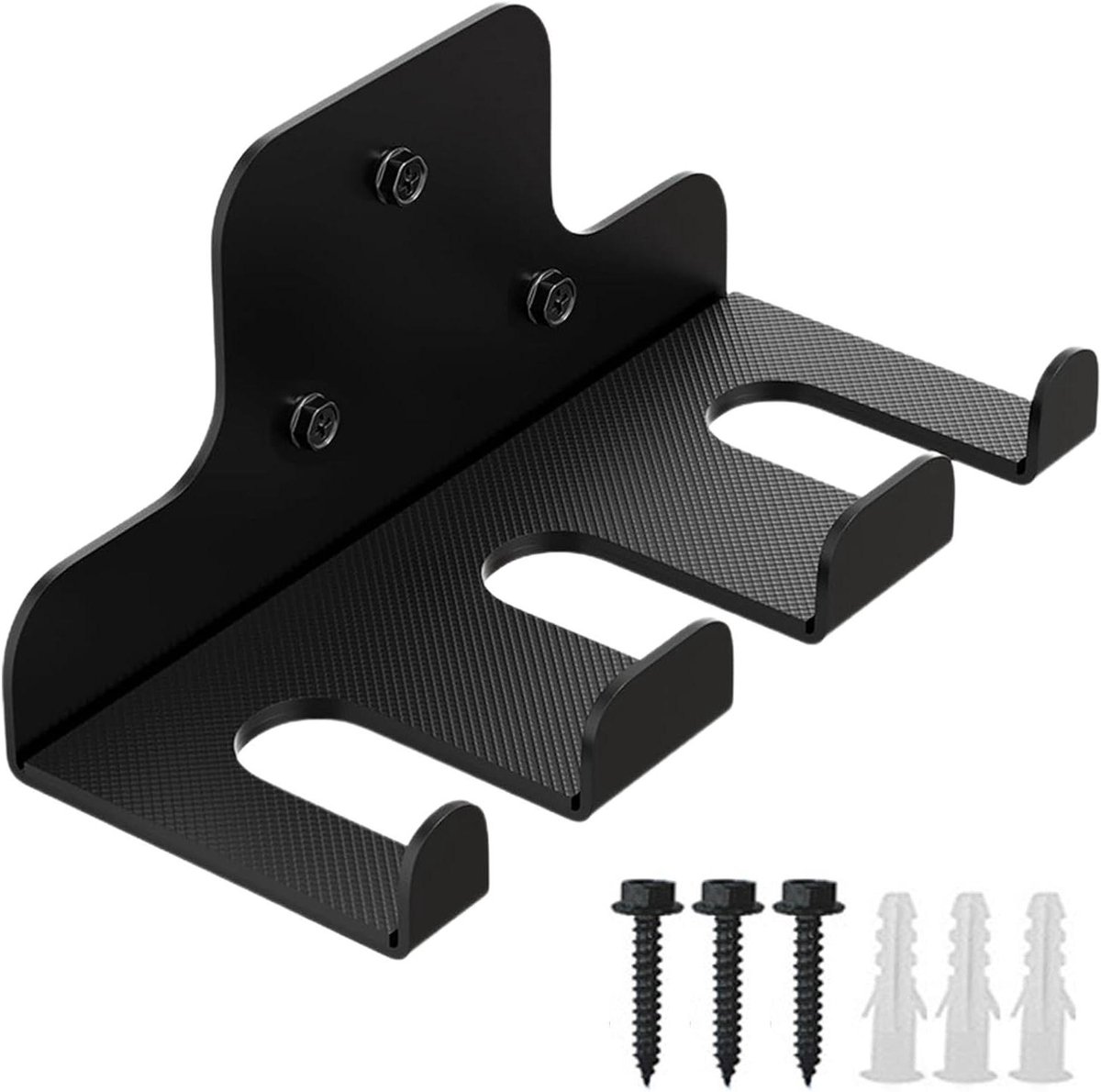 Halterstang Houder - Wandrek Halters - Fitness Organisatie - Ruimtebesparend Wandmontage - 24 x 10 x 11 cm - Zwart
