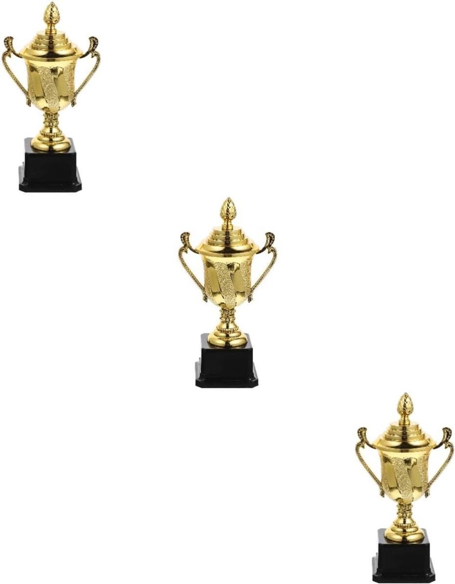 Wedstrijd Trofee - Prijstrofee Mini Beker - Kinderen Belonen - Lichtgewicht Plastic - 18 cm Hoog - Goud