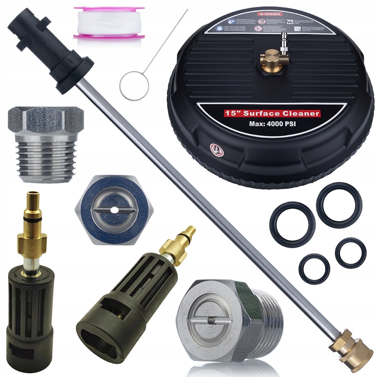 Rosfix Accessoireset Set Spuitmond T-Racer 38cm - Hogedruklans 34cm - Adapter Bayonet - 1/4" 160Bar