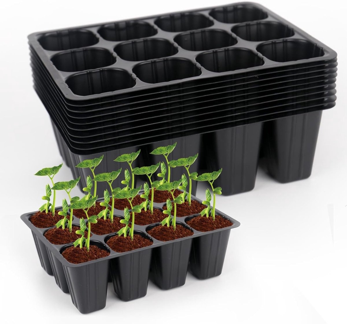 Kweekbak - Kunststof - 3,8 x 3,8 x 5,5 cm - Herbruikbare Zaadstarter voor Binnen- en Buiten Gebruik