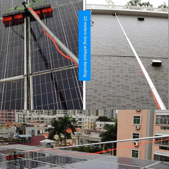 Raamwisser Telescoopsteel - Glasbewassing Set - Hoge Ramen Schoonmaken - Verstelbare Hoek Borstelkop - 5-12 Meter - Zilver — afbeelding 2