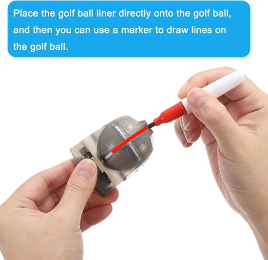 Golfbal Lijn Marker Tool Set met Alignment Markering, Stencil en 2 Kleur Marker Pennen voor Precisie Putting en Golfbal Liner, Zwart — afbeelding 4