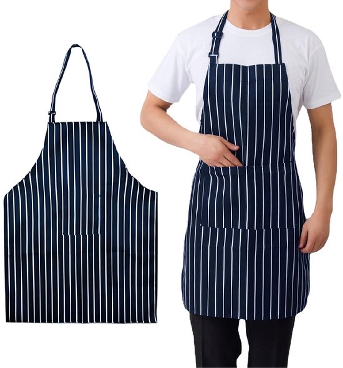 Keukenschort Waterdicht - Verstelbaar - Kookschort met Zakken - Polyester - Geschikt voor Thuis/Restaurant - 80 x 57 cm