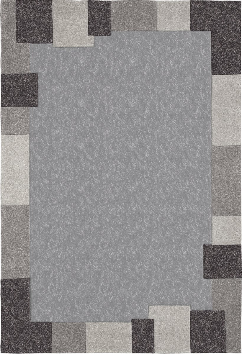 Padiro laagpolig vloerkleed 70 x 140 cm - taupe / grijs - modern geometrisch patroon - geschikt voor vloerverwarming - van modacryl