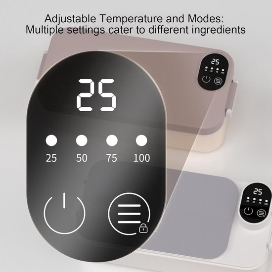 Verwarmde Lunchbox - Voedselwarmer Box - Maaltijden Opwarmen - Snelle Opwarmtechnologie - 900ml - Roze — afbeelding 5