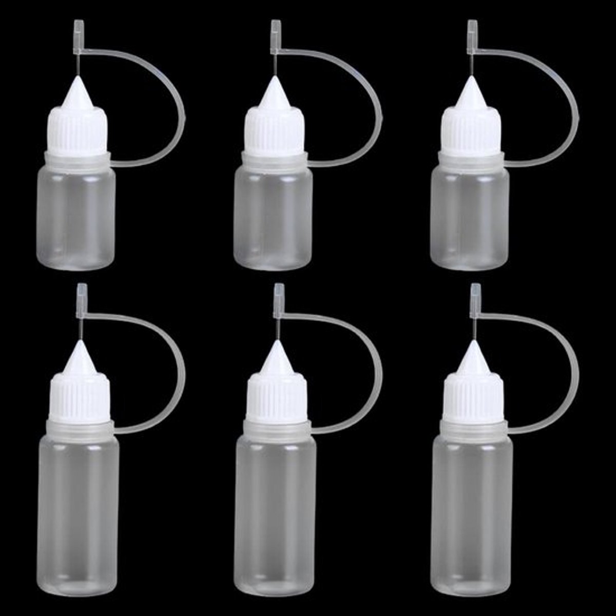 Lijmapplicators Set van 6 - Drupflessen - Naaldtip - Drukflessen - Precisie Toepassing - Eenvoudig te Reinigen - Lijmbottles