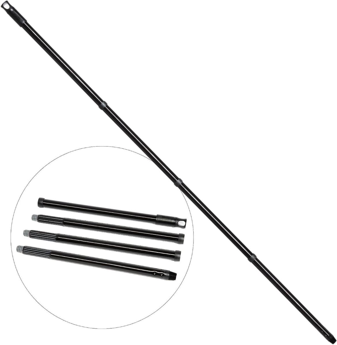 Telescopische steel - Verstelbare bezemsteel - Ramen schoonmaken - Robuuste metalen constructie - 137 cm - Zwart