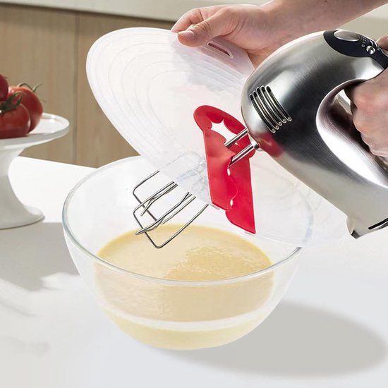 Handmixer Spatbeschermer - Spatdeksel Mengkom - Schoon Bakken - Transparant Ontwerp - 301 x 244 x 32 cm - Rood — afbeelding 3