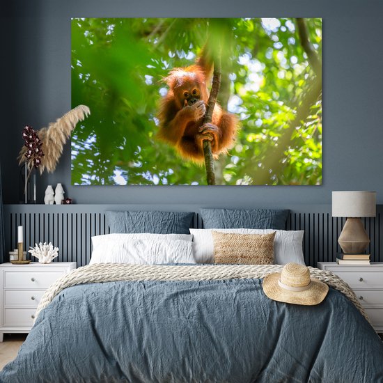 Gros plan d'un singe dans un arbre 180x120 cm XXL / Groot format!