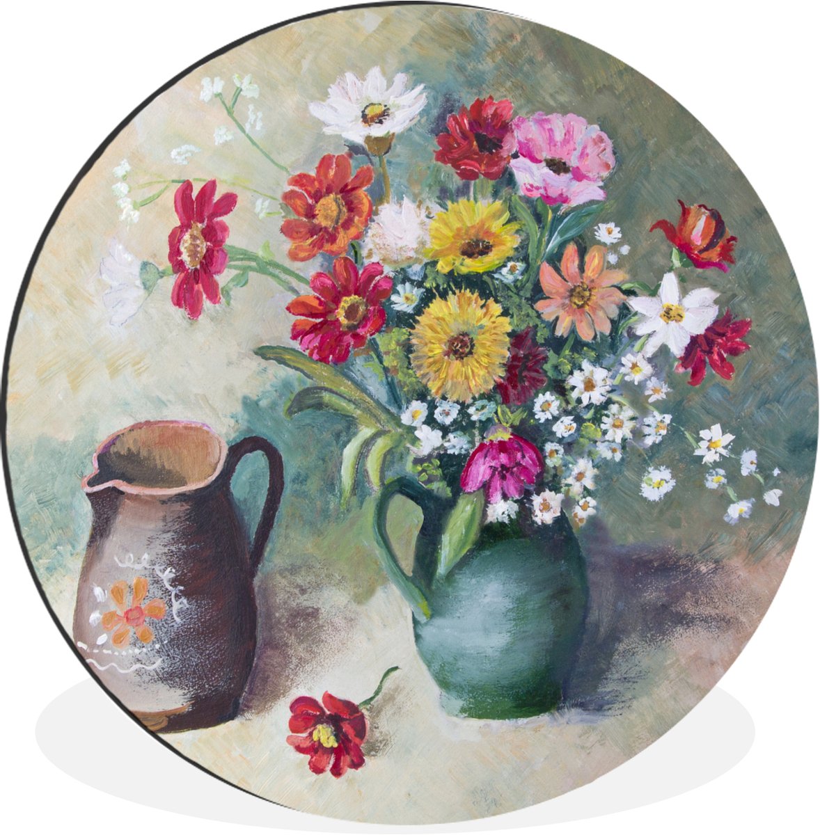 WallCircle - Wandcirkel - Muurcirkel - Bloemen - Kleurrijk - Verf - Aluminium - Dibond - 1