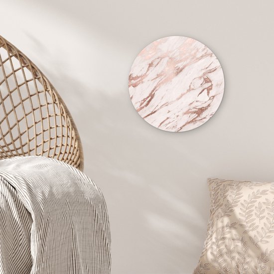 Cercle mural - Plastique - Marbre - Wit - Rose - ⌀ 30 cm