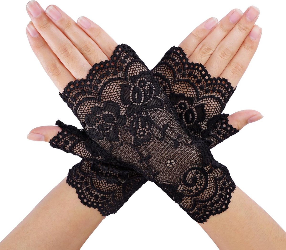Handschoenen vingerloze handschoenen korte party kant satijnen handschoenen theeparty bruid bruiloft opera dans cosplay kostuum accessoires elegant