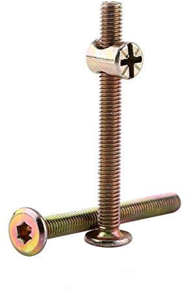 Dailygoods- Meubelbout 10 Stuks - Koolstofstaal - M6 - Vatmoeren - Deuvelmoer - Bevestigingsmiddelen - Lengte 80 mm