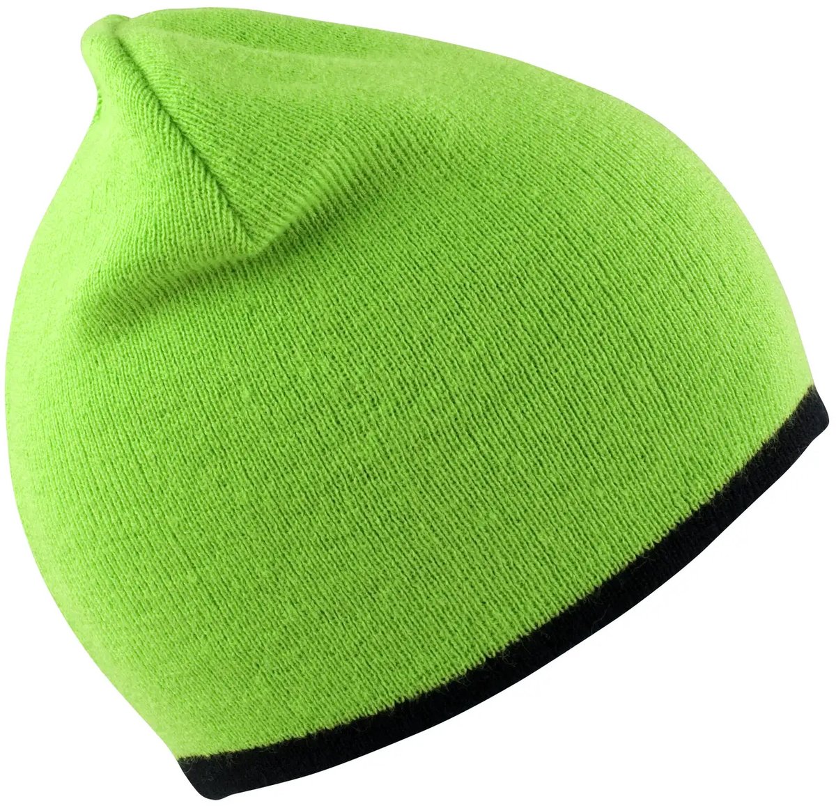 Result Soft Feel Cuffless Reversible Beanie RC46 - Lime/Black - One size