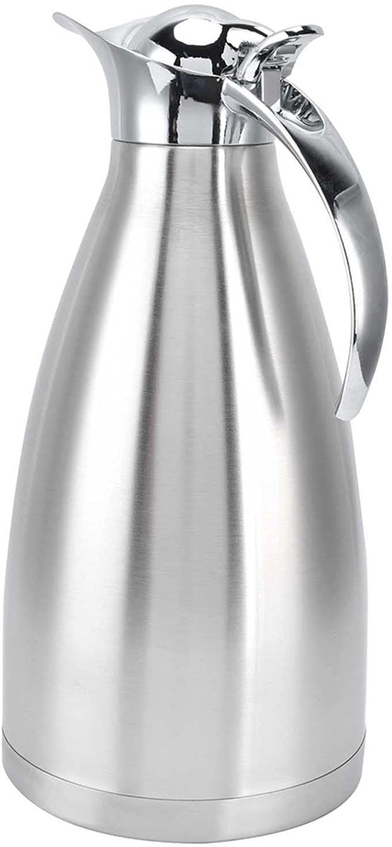 Dubbelwandige geïsoleerde waterfles – 2 liter – Roestvrij staal – Vacuümgeïsoleerde fles – Koffiekan – Thermoskan/theepot voor thuisgebruik – Houdt water warm en koud – Diameter 14 cm, Hoogte 28 cm