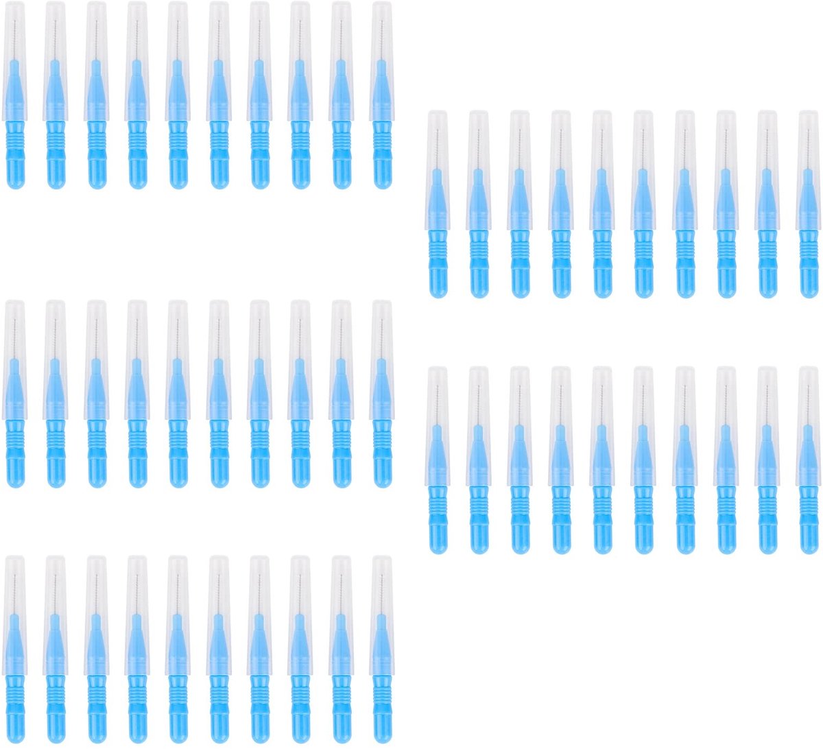 Dailygoods - Interdentale borstels, blauw, 50 stuks, tandborstels, tussenruimte, tandenborstel, tandenborstel, tandenstoker, tandenreinigingstool, voor effectieve reiniging van de tussenruimtes tussen de tanden