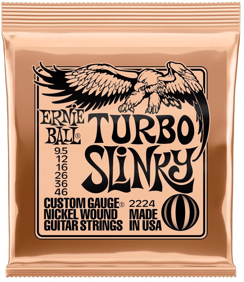 Ernie Ball Turbo Slinky - Elektrische Gitaarsnaren - Nickel Wound - Half Gauge - 9.5-12-16-26-36-46