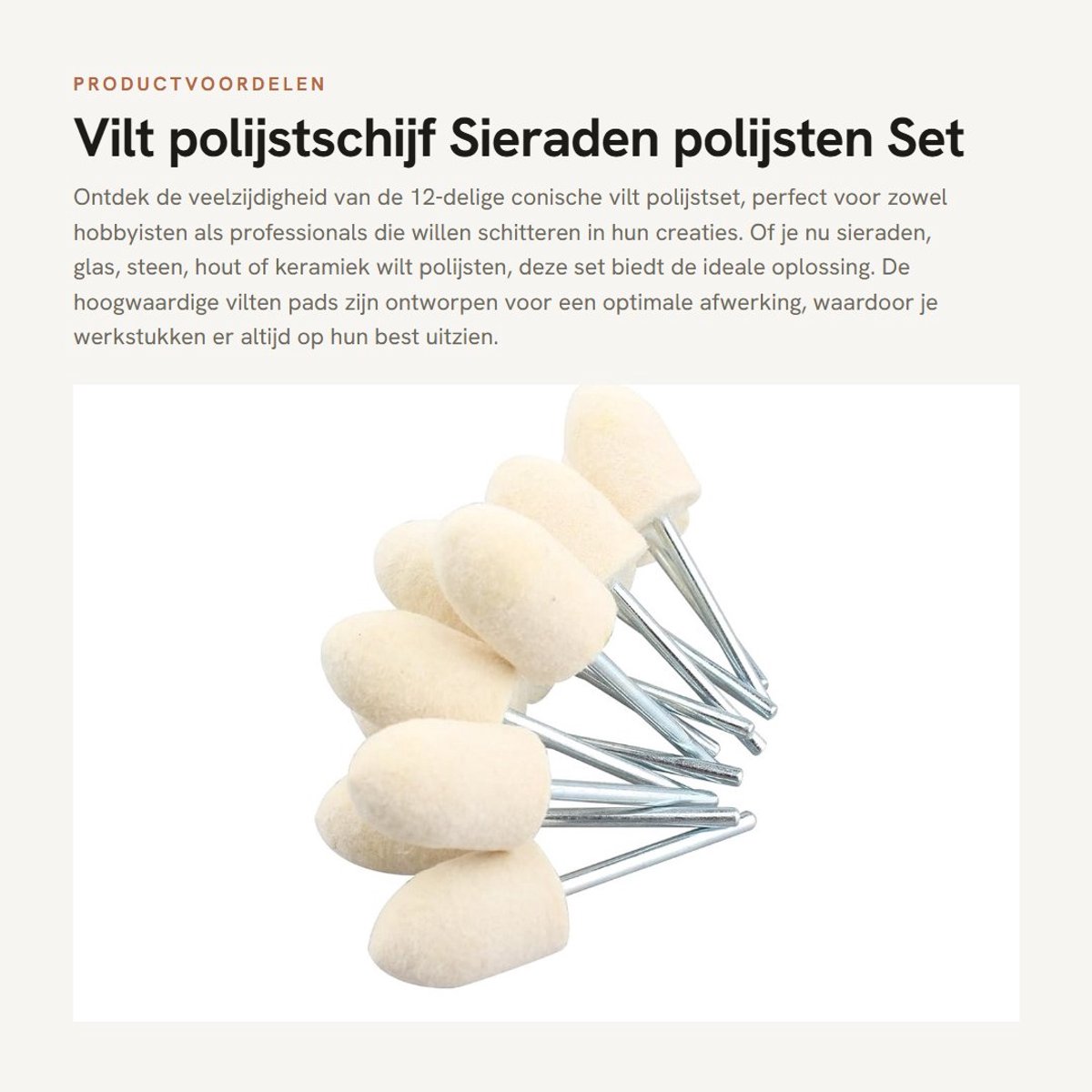 Dailygoods - Vilt polijstschijf - Sieraden polijsten - Set van 12 - Diverse toepassingen - Steen, glas, keramiek - Manicure - Nagels - Geschikt voor h...