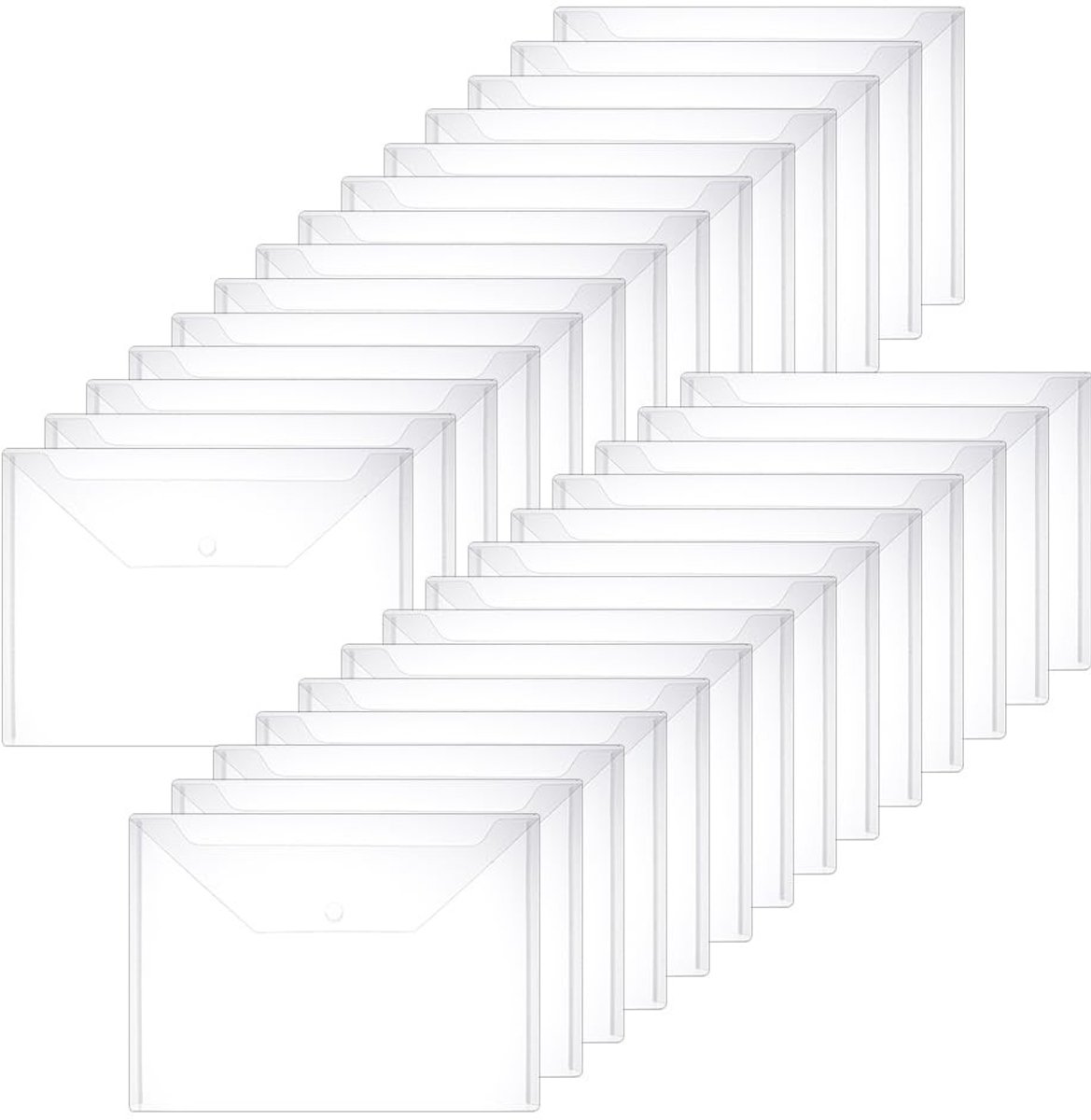 Dailygoods- Envelopmappen 30 stuks - Doorzichtige Plastic - A4-formaat - Waterdicht - Scheurbestendig - Duurzaam PP-materiaal - 23,5 x 32,5 cm - Documentmappen