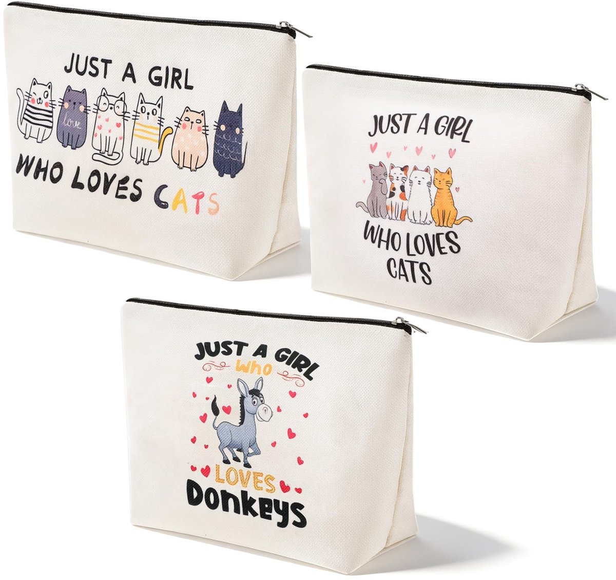 Dailygoods- Kattenmake-uptas Groot Opbergvolume - Toilettas - Cosmeticatas - Schattige Kattenspullen - Lichtgewicht - Hoogwaardig Canvas 25x17 cm