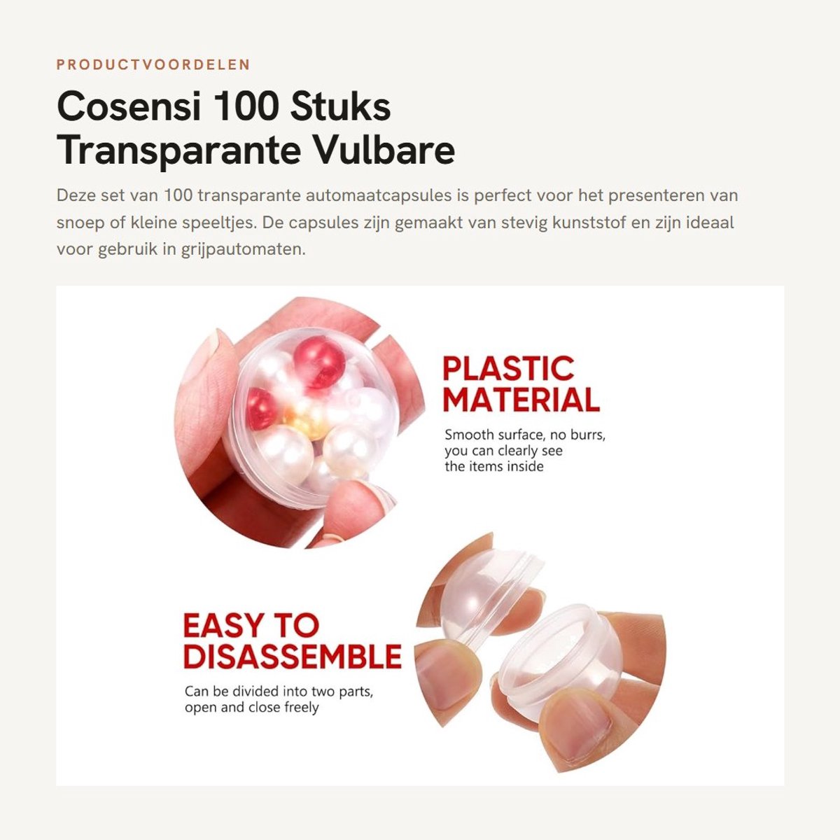 Dailygoods - 100 Stuks Transparante Vulbare Automaatcapsules van 32 mm