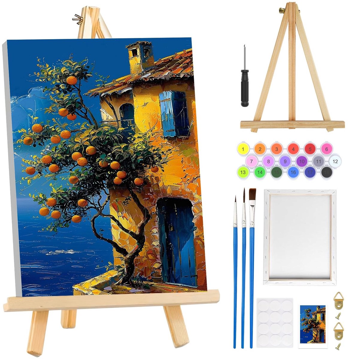 Dailygoods- Landschapsschilderij met Lijst - Schilderen op Nummer Volwassenen - Doe-het-zelf Kunstnummer - Creatieve Vrije Tijd - 20 x 30 cm - Voor Beginners