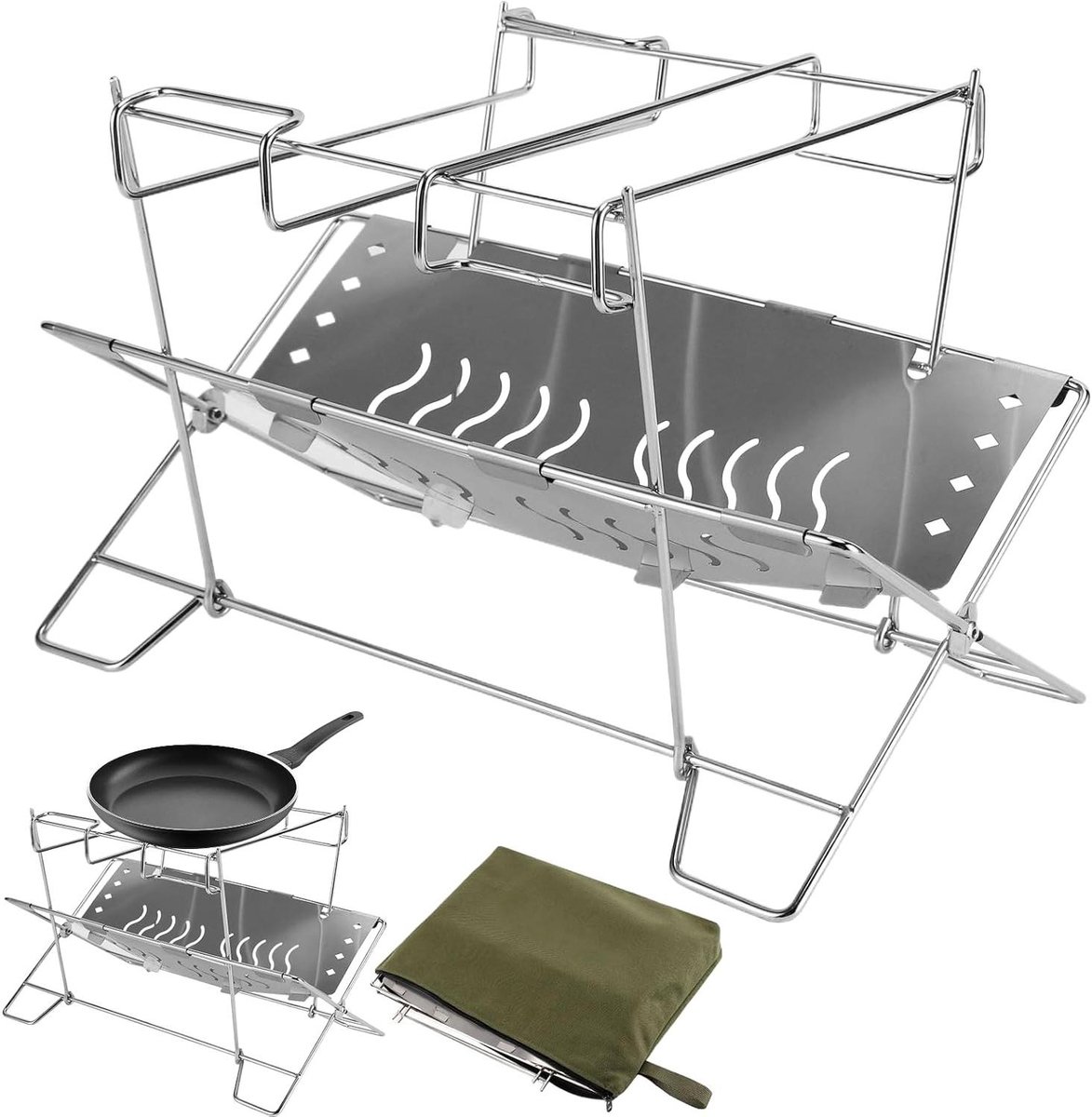 Vuurschaal Standaard - Campingvuurplaats Rek - Buiten Koken - Snel Opvouwbaar - 38 x 273 x 38 cm - Enkel kenmerk