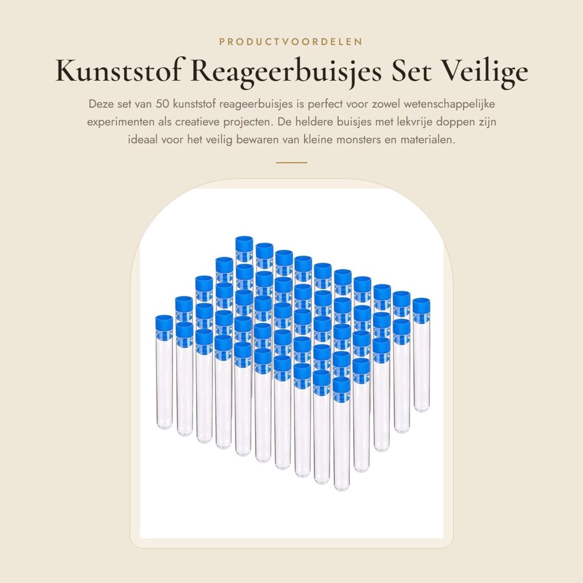 Dailygoods- Reageerbuisjes 10 ml - 50 Stuks - Kunststof - Drukdop - Lekvrij - Herbruikbaar - Ideaal voor wetenschappelijke experimenten - Monsterbuizen