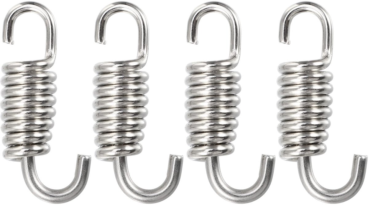 Dailygoods- Uitlaatpootveer Universele Pasvorm - 4 Stuks - Roestvrij Staal - Waterdicht - Corrosiebestendig - 43 mm Lengte - Uitlaatveer