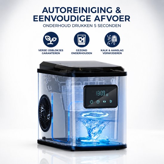 IJsblokjesmachine met Groot Reservoir 2.2L - IJsmachine Zelfreinigend RVS — afbeelding 3
