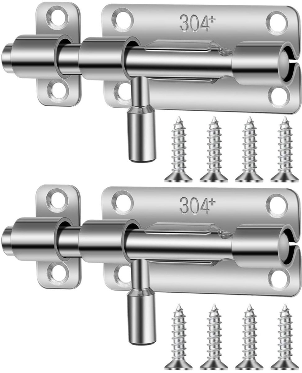 Dailygoods- Deurgrendel Roestvrij Staal - Veiligheidsgrendel - Schuifdeurslot - Deurbouten - Set van 2 - 10 cm Grootte - Deurslot